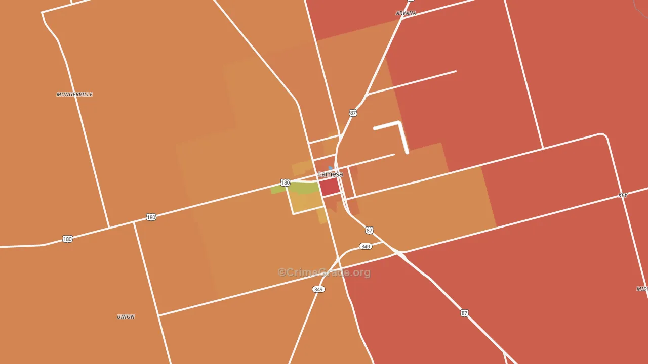Lamesa, TX Map of Vandalism Rates