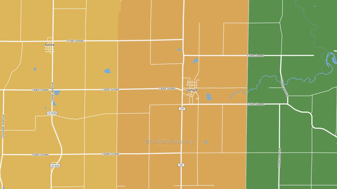 Lamont, IA Map of Vandalism Rates