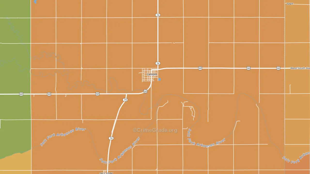 Lamont, OK Map of Vandalism Rates