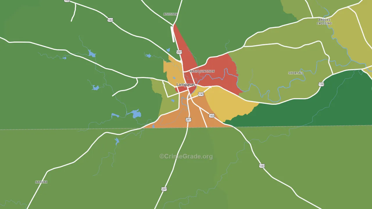 Lampasas, TX Map of Vandalism Rates