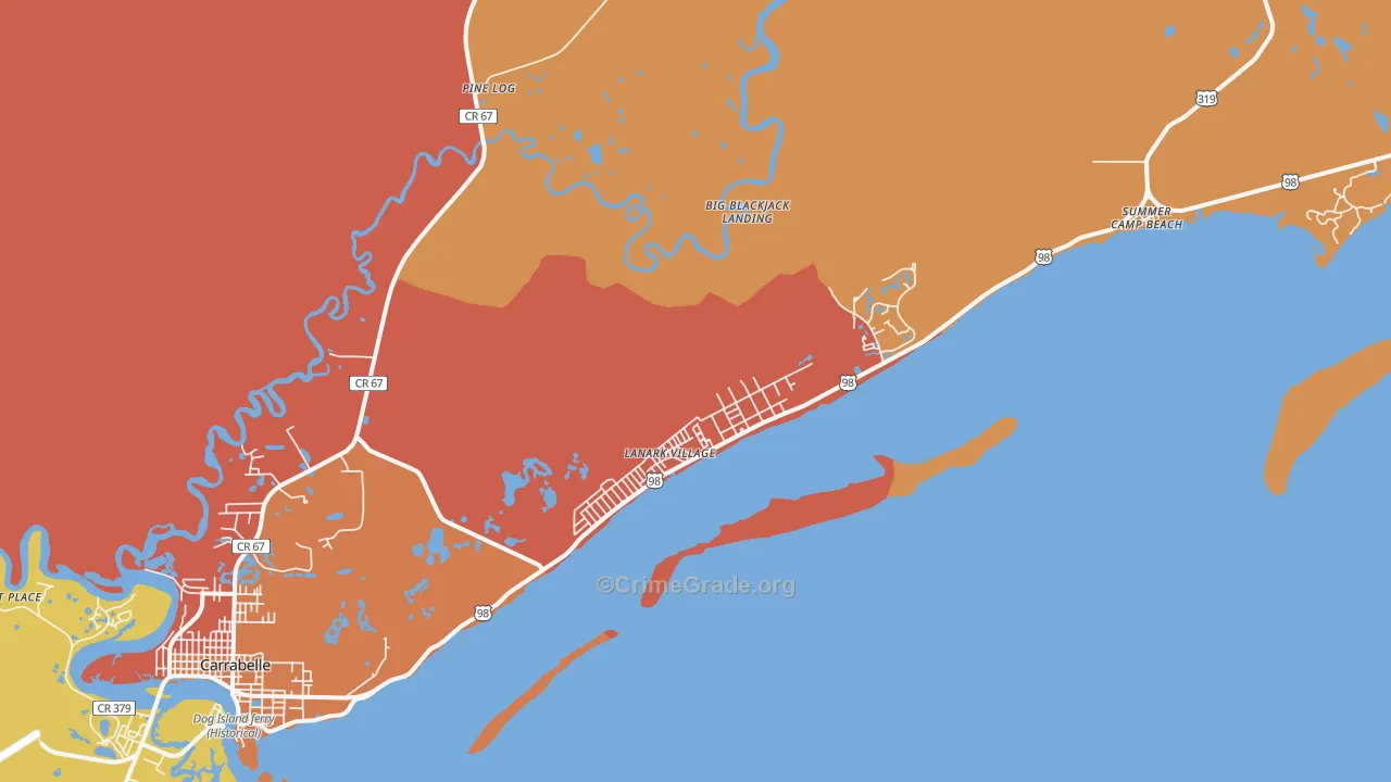 Lanark Village, FL Map of Vandalism Rates
