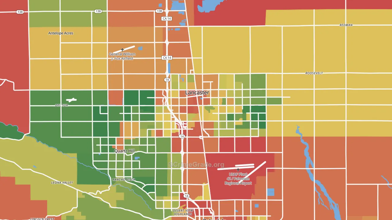 Lancaster, CA Map of Vandalism Rates