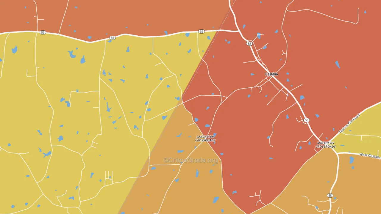 Lancaster Crossroads, NC Map of Vandalism Rates