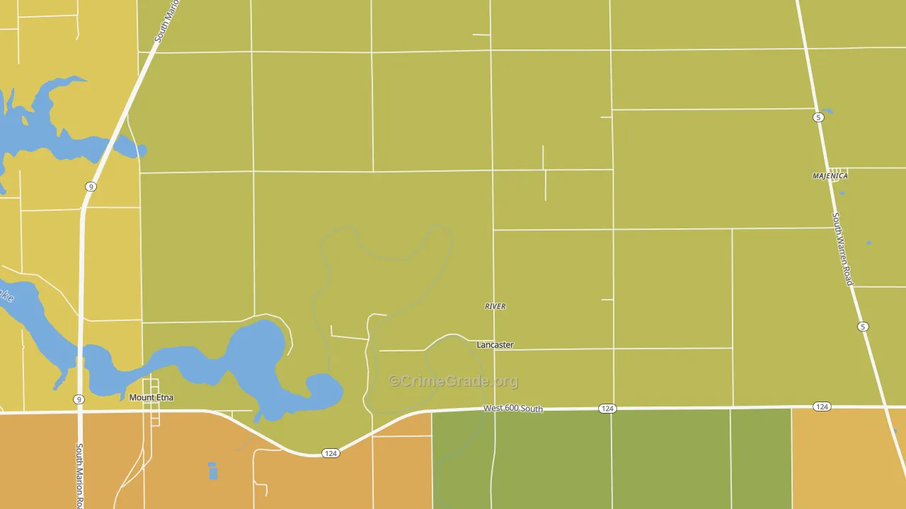 Lancaster, IN Map of Vandalism Rates