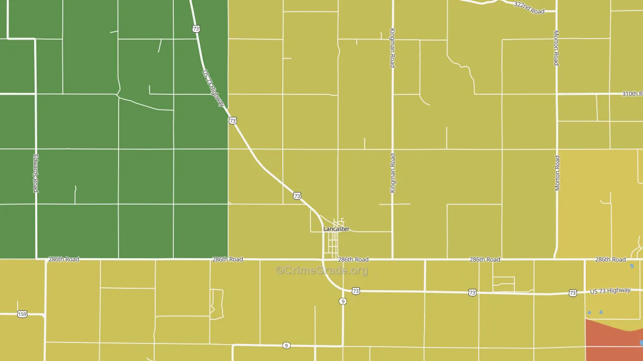 Lancaster, KS Map of Vandalism Rates