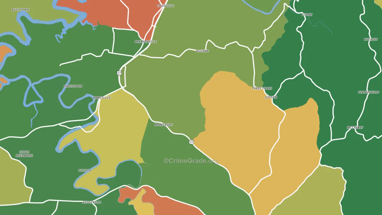 Lancaster, KY Map of Vandalism Rates