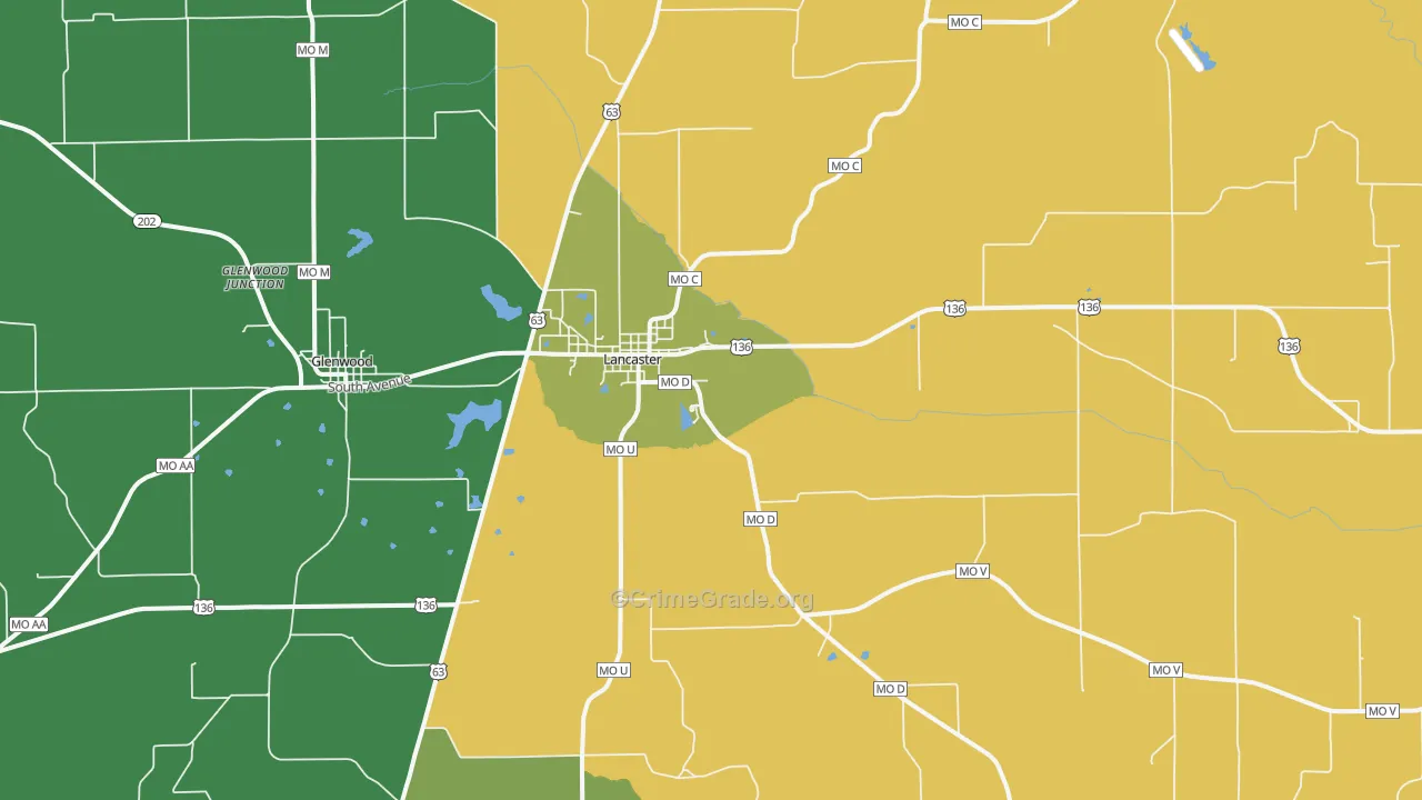 Lancaster, MO Map of Vandalism Rates
