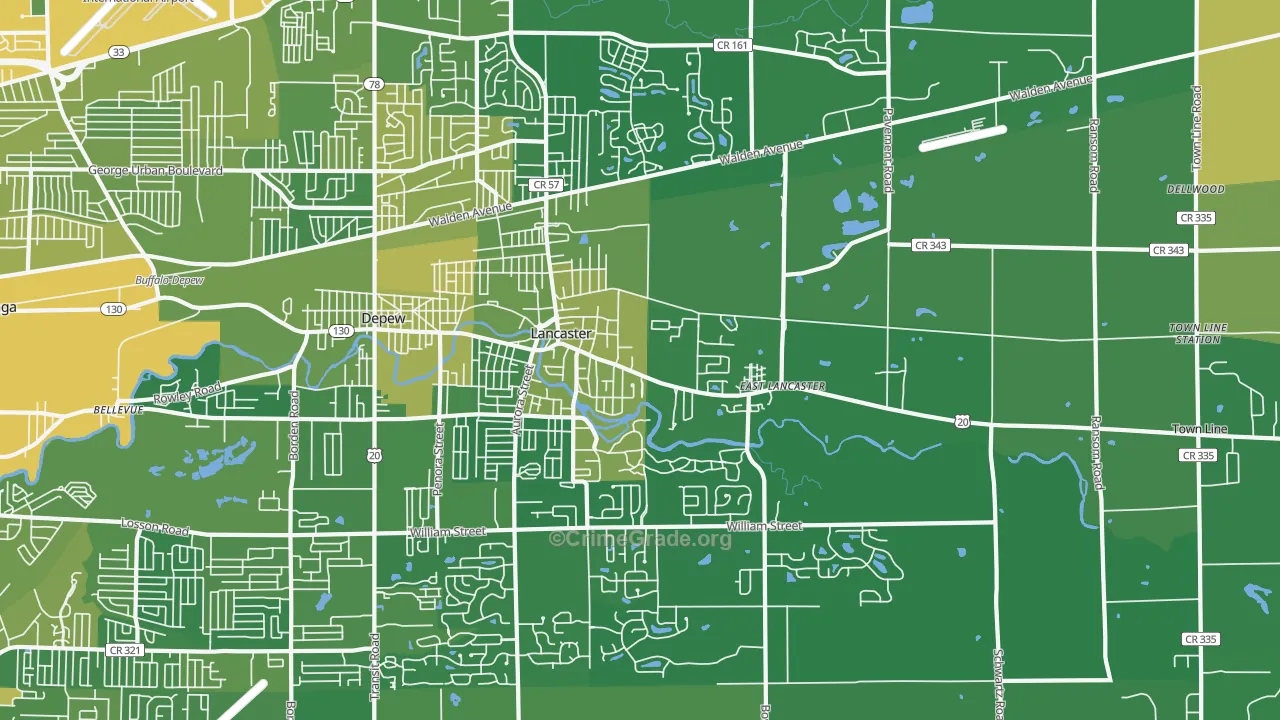 Lancaster, NY Map of Vandalism Rates