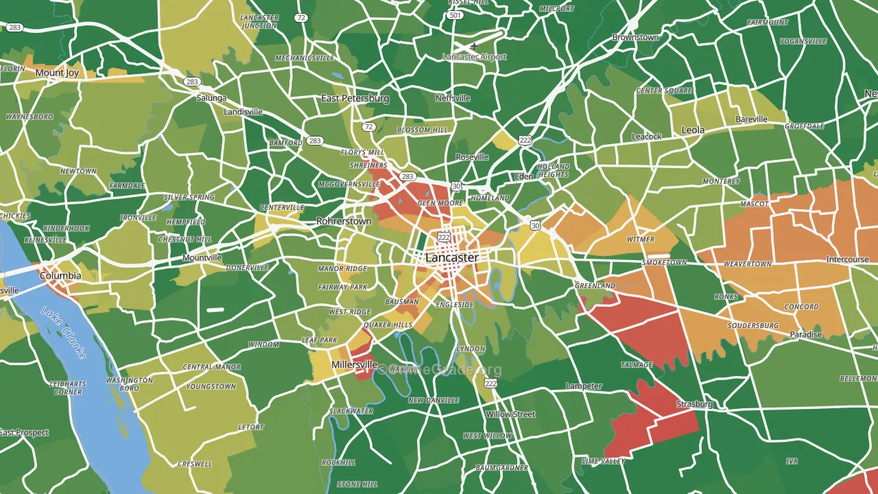 Lancaster, PA Map of Vandalism Rates