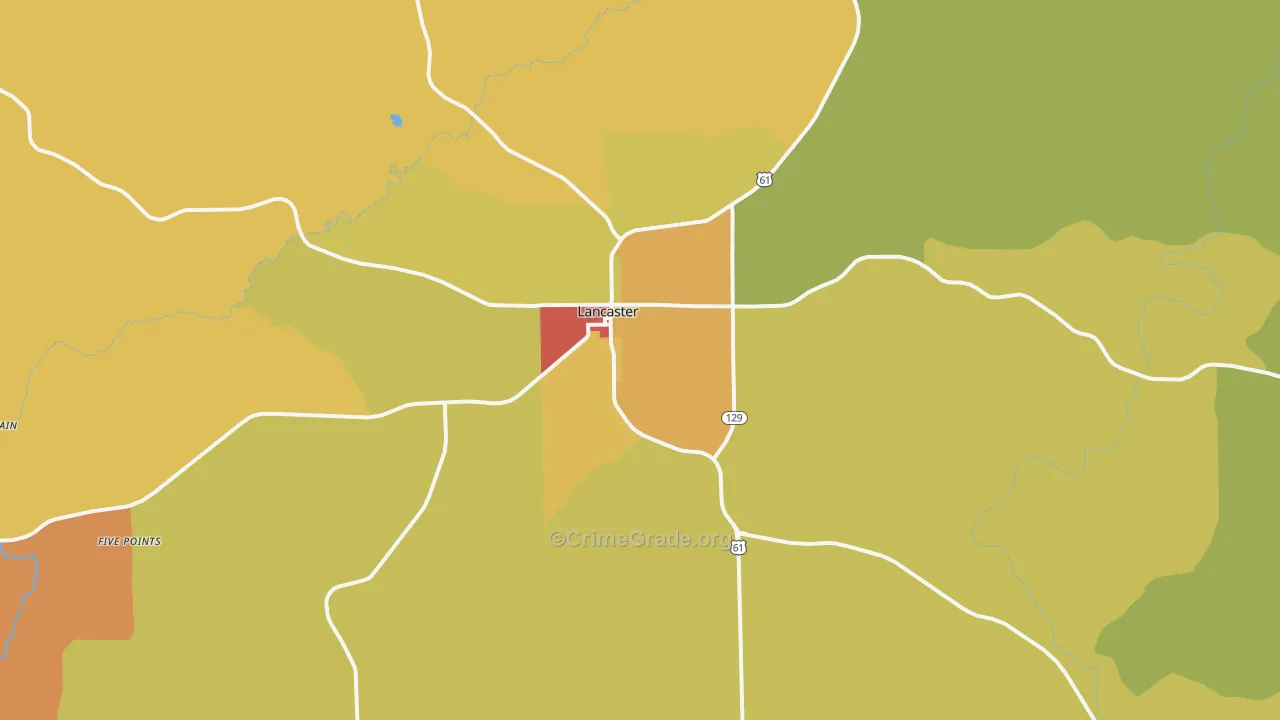 Lancaster, WI Map of Vandalism Rates