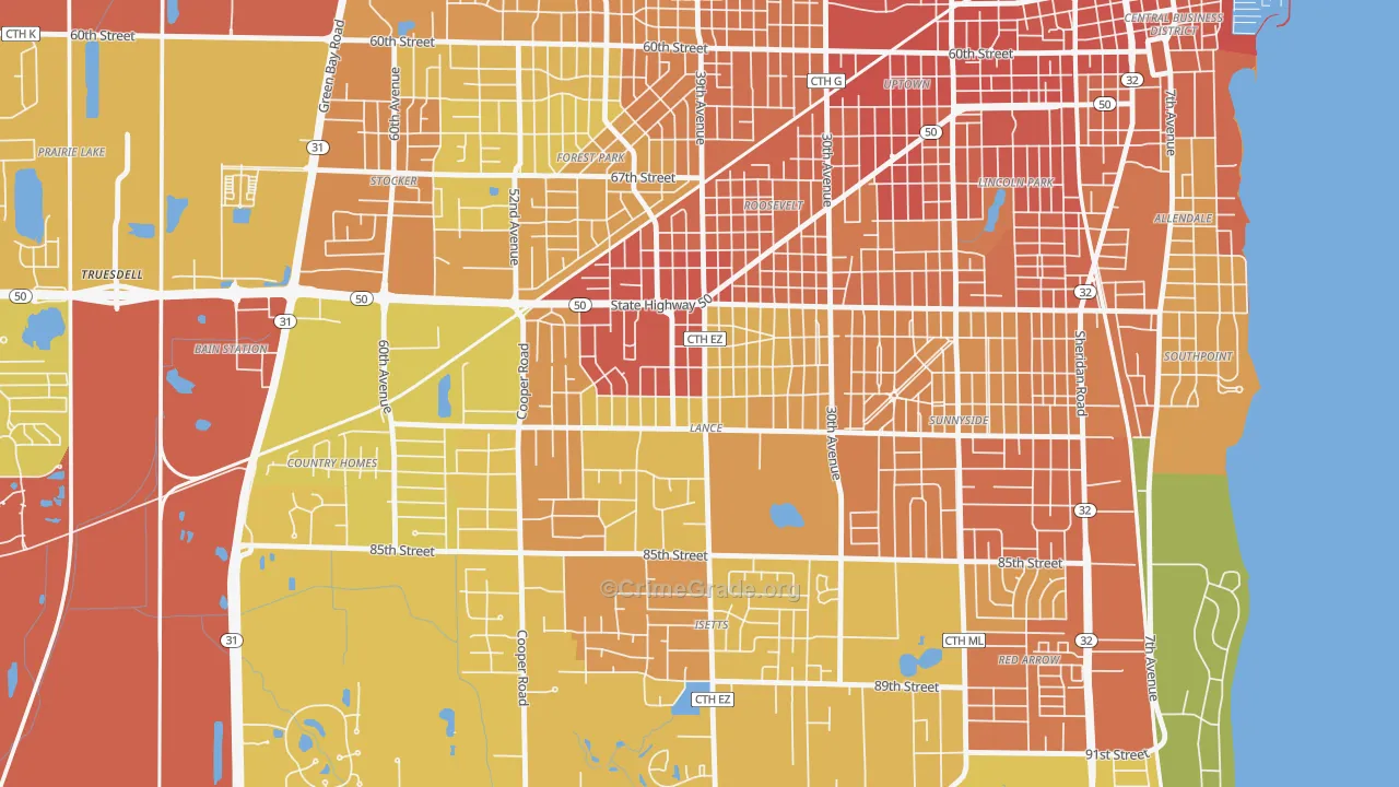 Lance, Kenosha, WI Map of Vandalism Rates