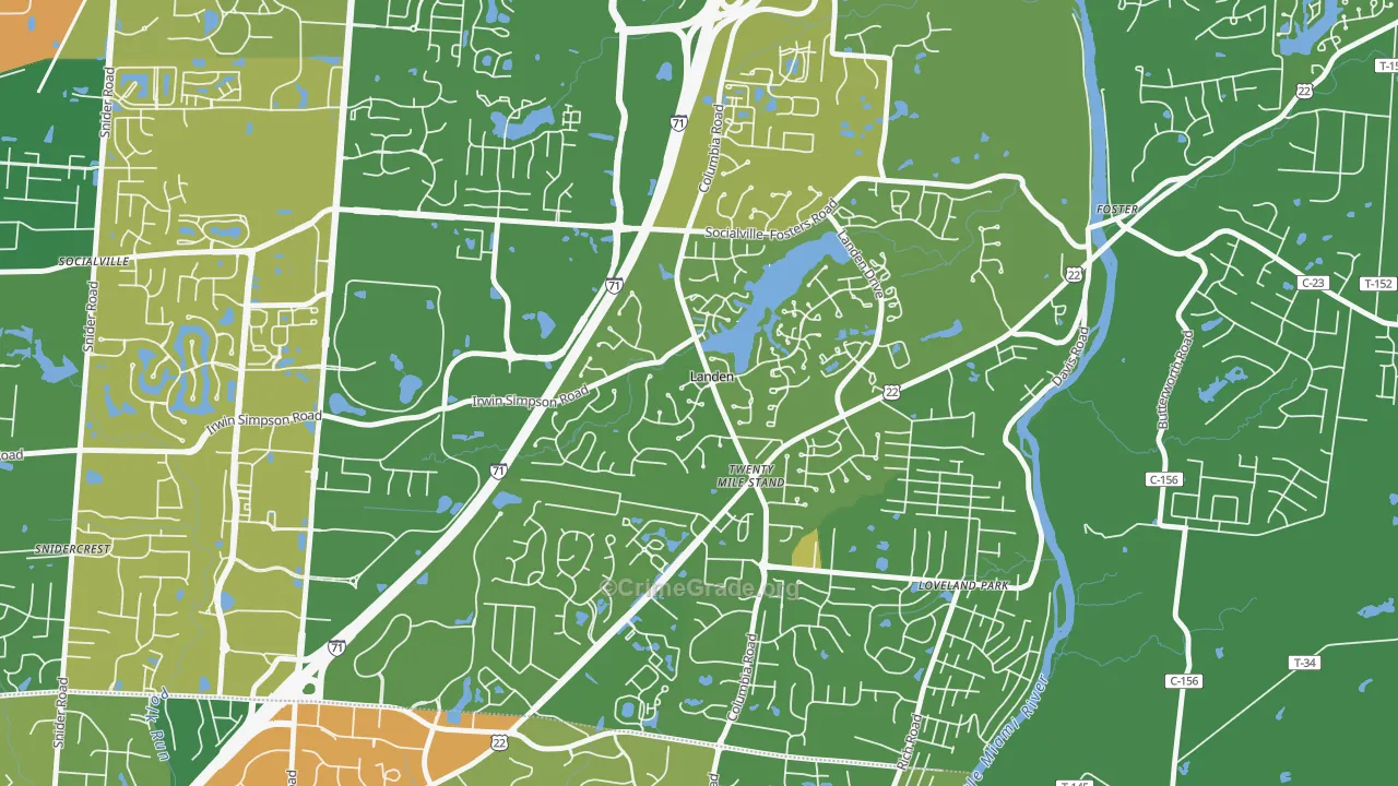 Landen, OH Map of Vandalism Rates