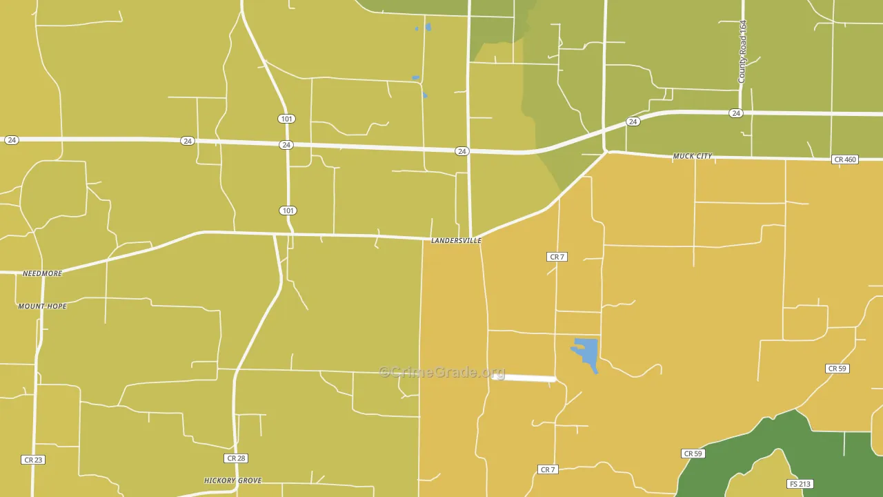 Landersville, AL Map of Vandalism Rates