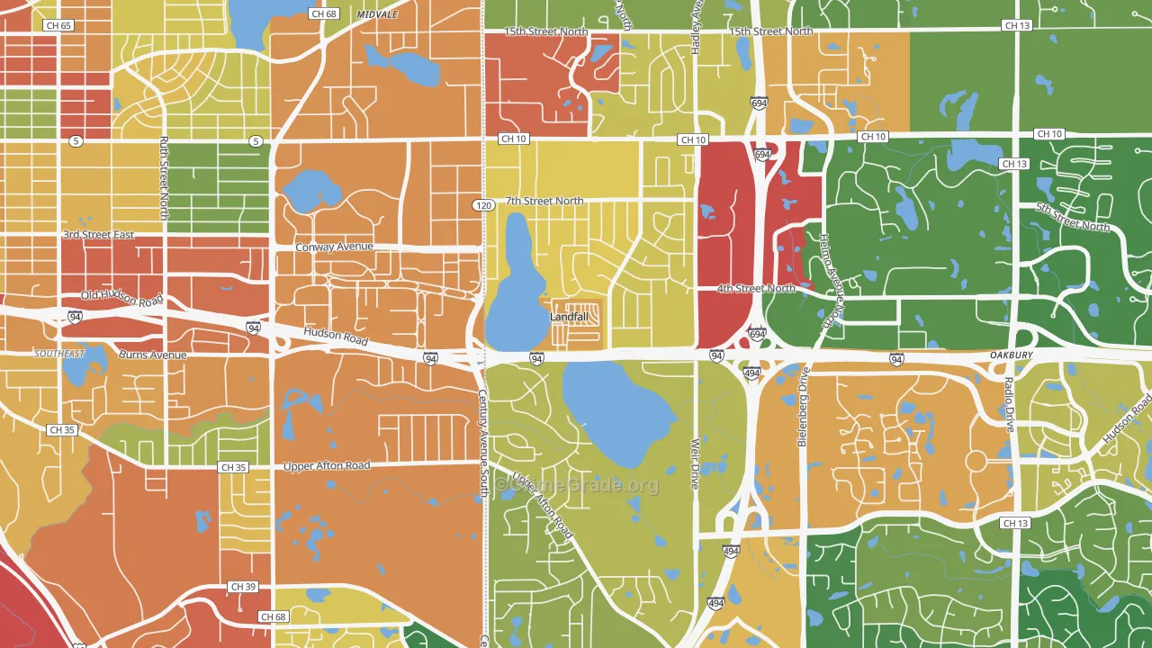 Landfall, MN Map of Vandalism Rates