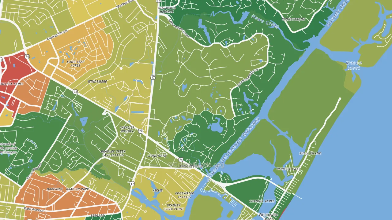 Landfall, Wilmington, NC Map of Vandalism Rates
