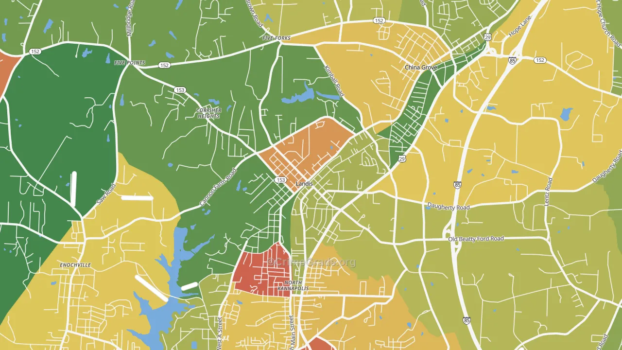 Landis, NC Map of Vandalism Rates