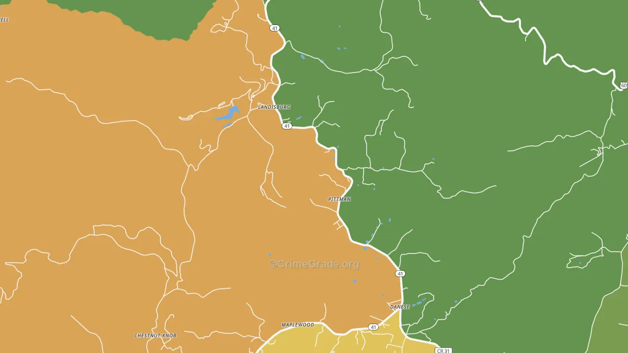 Landisburg, WV Map of Vandalism Rates
