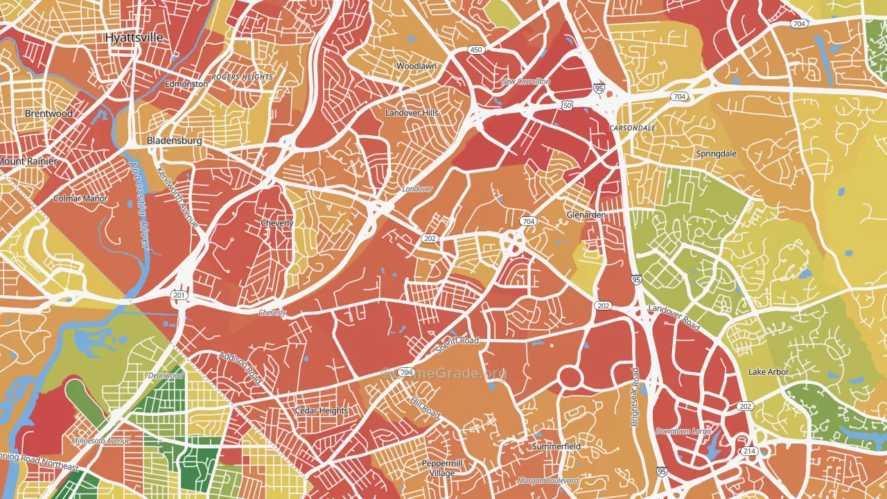 Landover, MD Map of Vandalism Rates