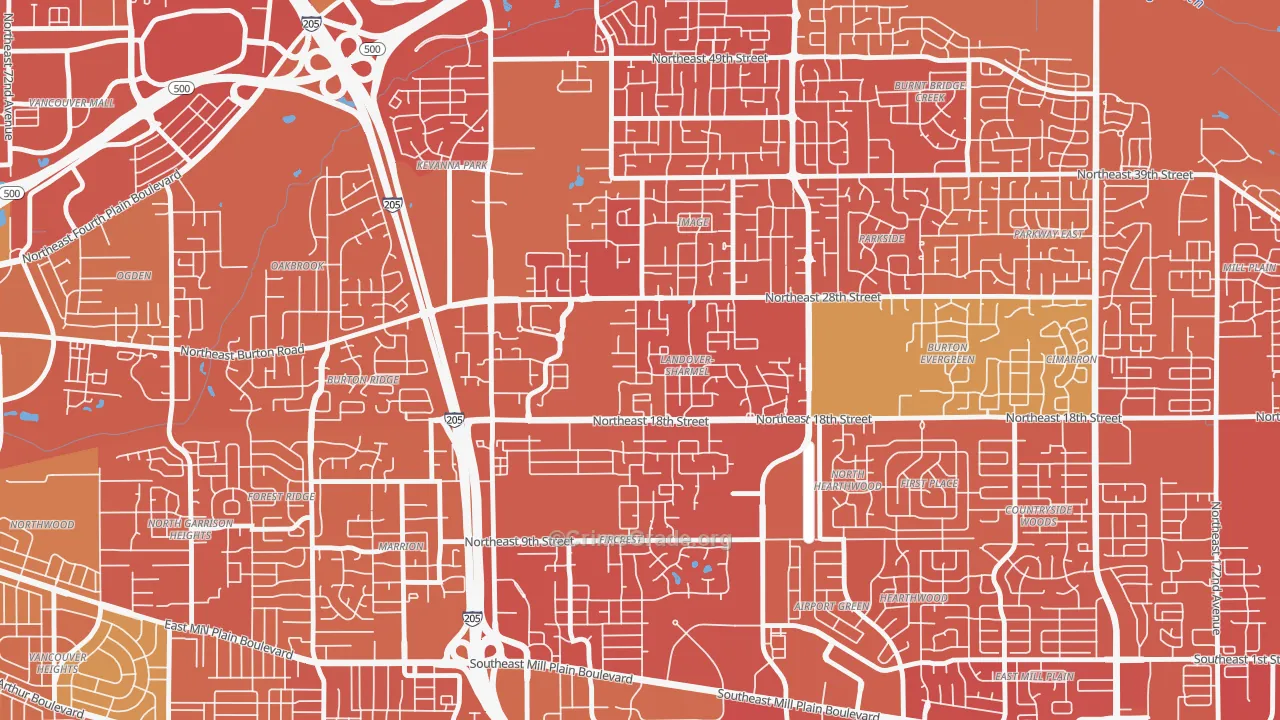 Landover-Sharmel, Vancouver, WA Map of Vandalism Rates