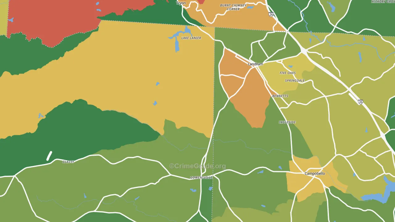Landrum, SC Map of Vandalism Rates