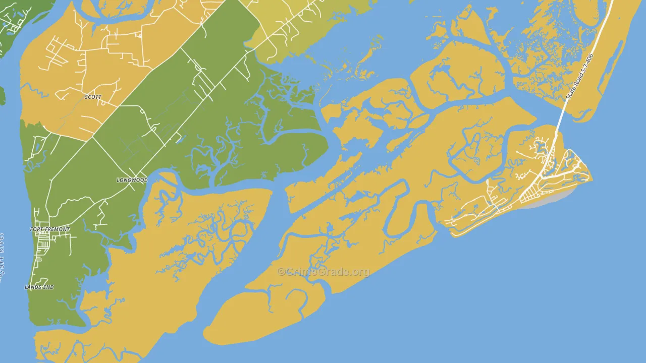 Lands End, SC Map of Vandalism Rates