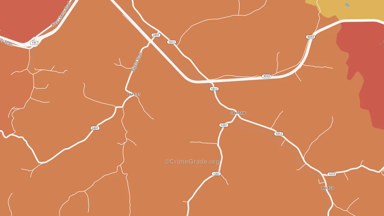 Landsaw, KY Map of Vandalism Rates