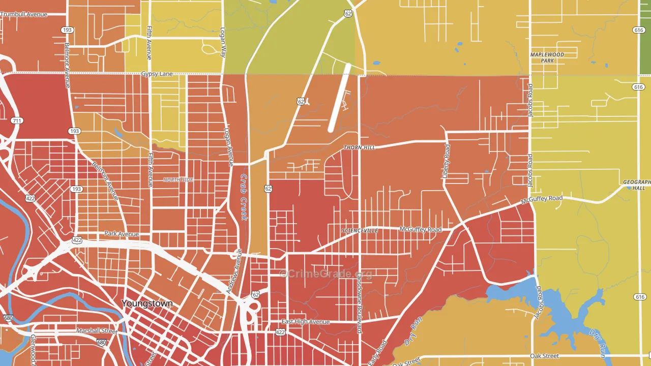 Landsdowne, Youngstown, OH Map of Vandalism Rates