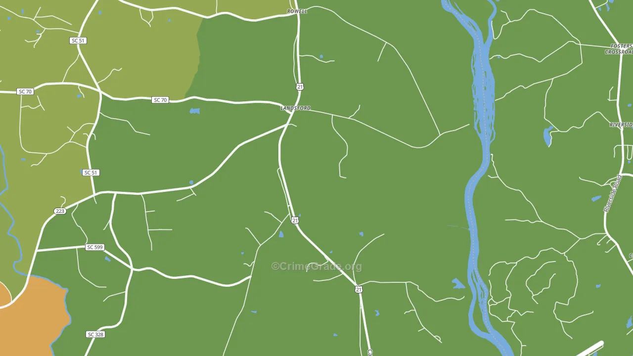 Landsford, SC Map of Vandalism Rates