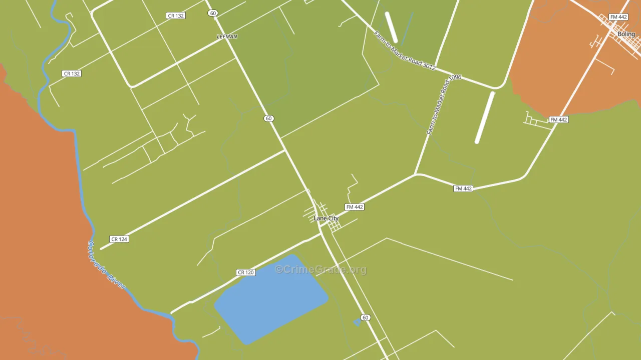 Lane City, TX Map of Vandalism Rates