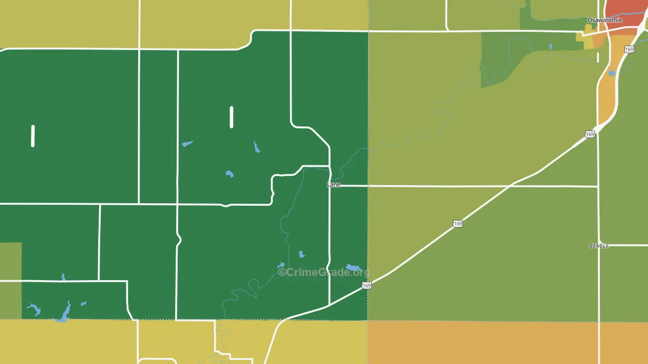 Lane, KS Map of Vandalism Rates