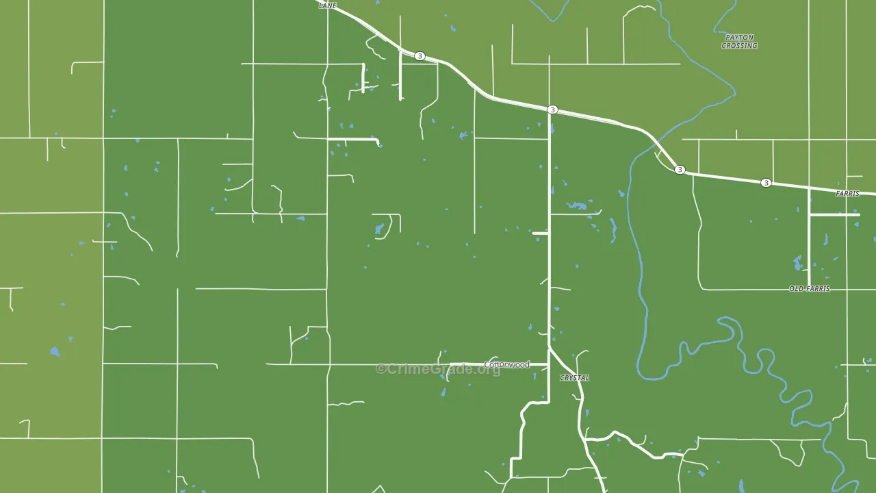 Lane, OK Map of Vandalism Rates
