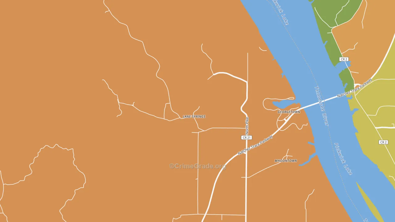 Lane Springs, AL Map of Vandalism Rates