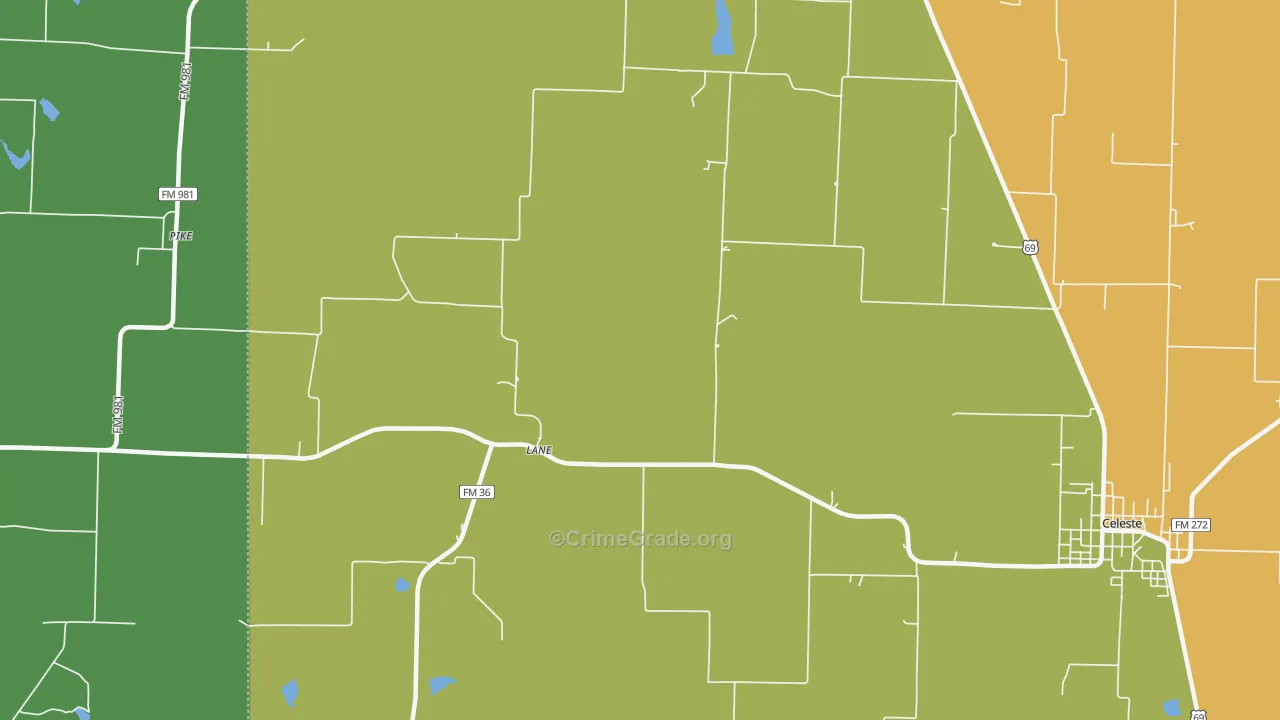 Lane, TX Map of Vandalism Rates