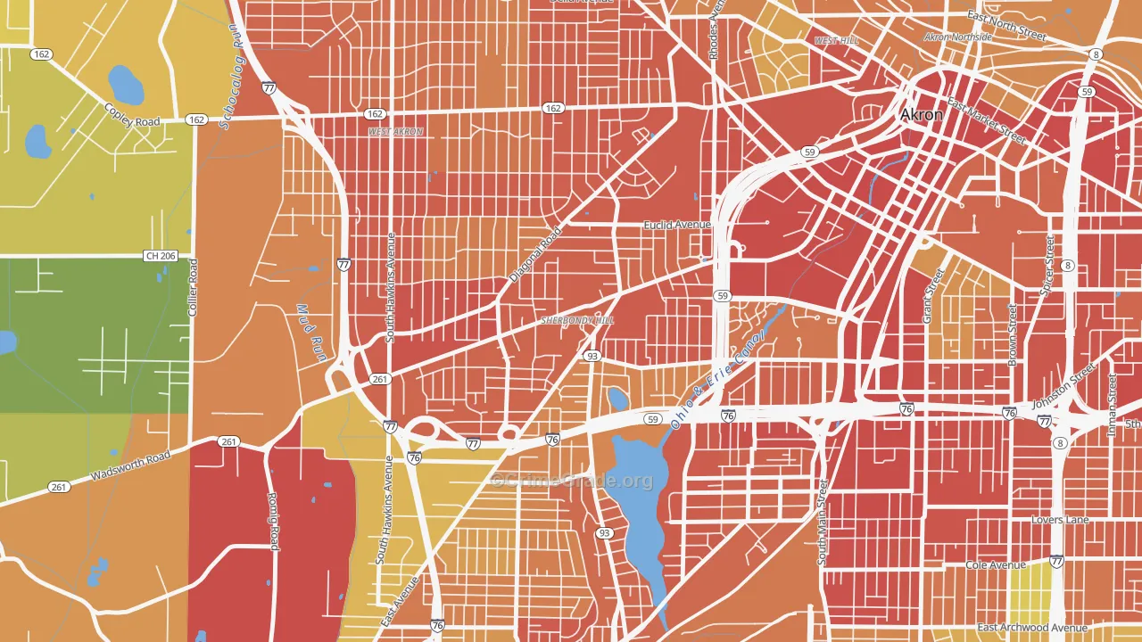 Lane-Wooster, Akron, OH Map of Vandalism Rates