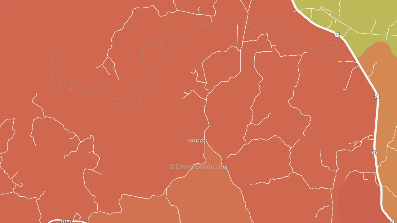 Laneheart, MS Map of Vandalism Rates