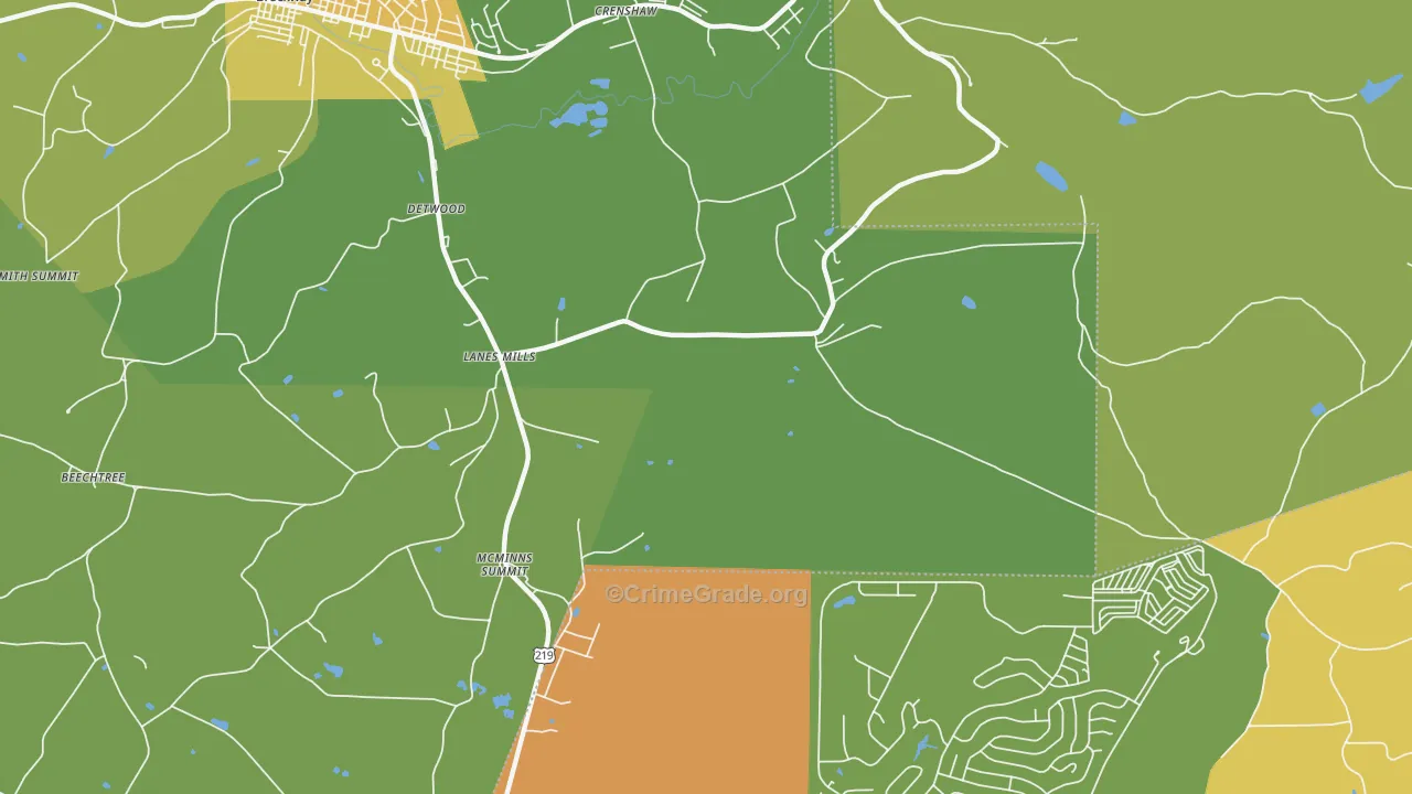 Lanes Mills, PA Map of Vandalism Rates
