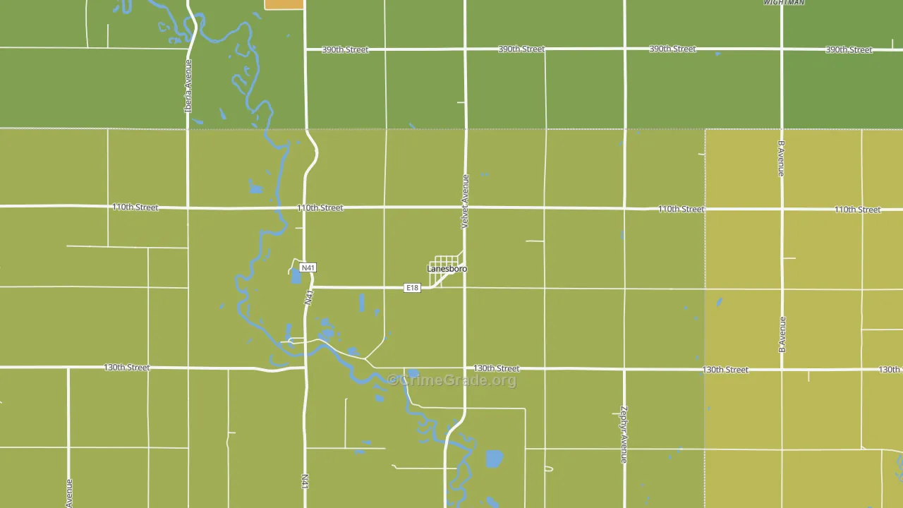Lanesboro, IA Map of Vandalism Rates