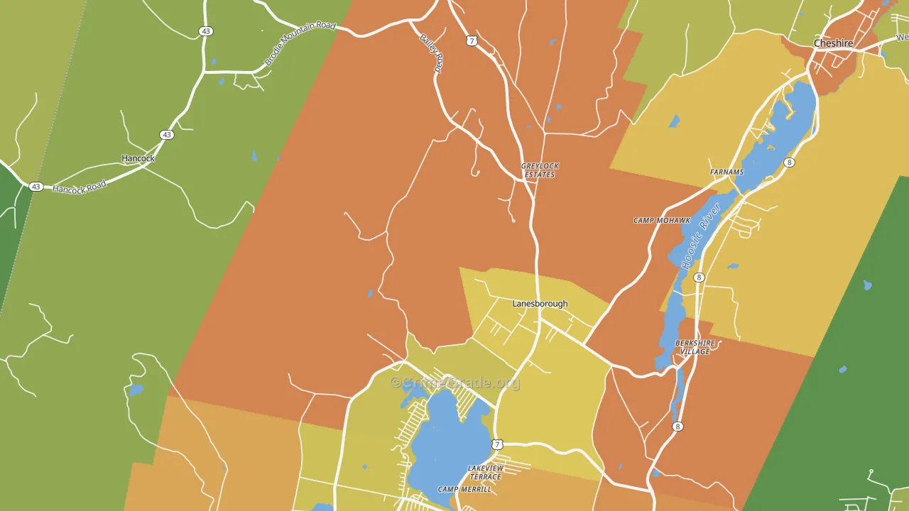 Lanesboro, MA Map of Vandalism Rates