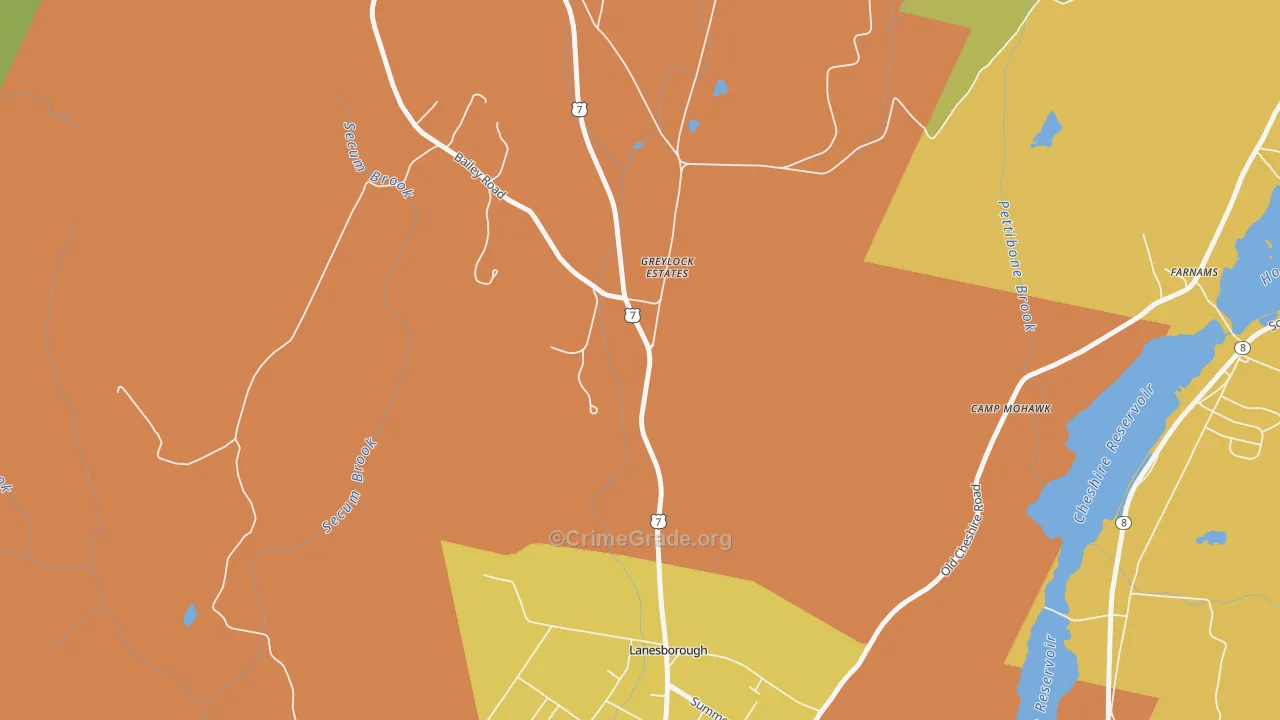 Lanesborough, MA Map of Vandalism Rates