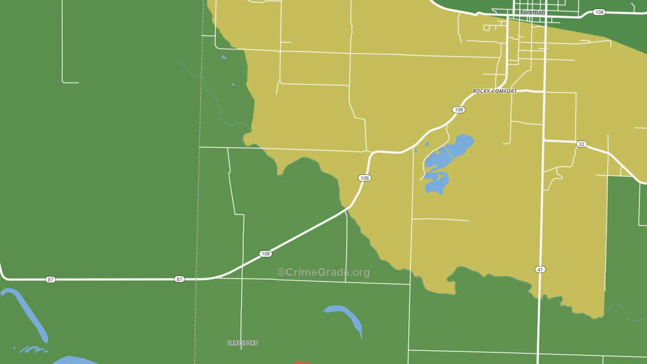 Lanesport, AR Map of Vandalism Rates