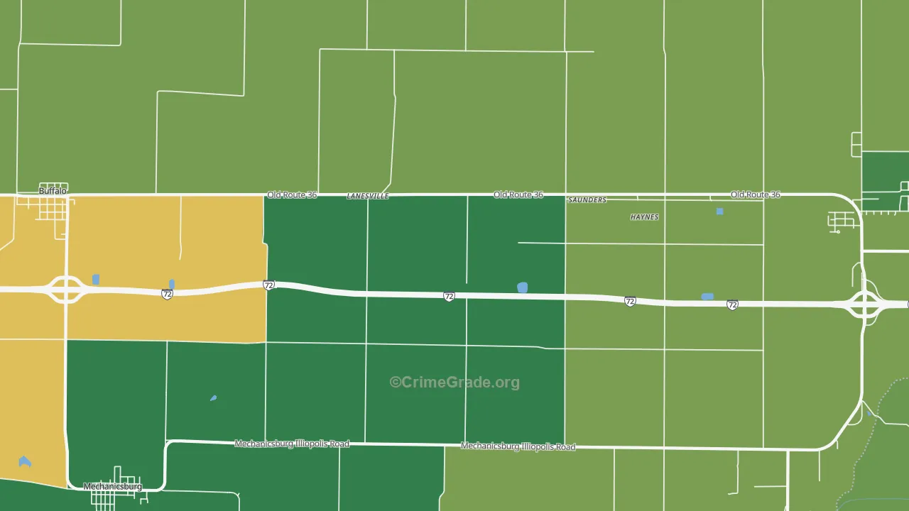 Lanesville, IL Map of Vandalism Rates