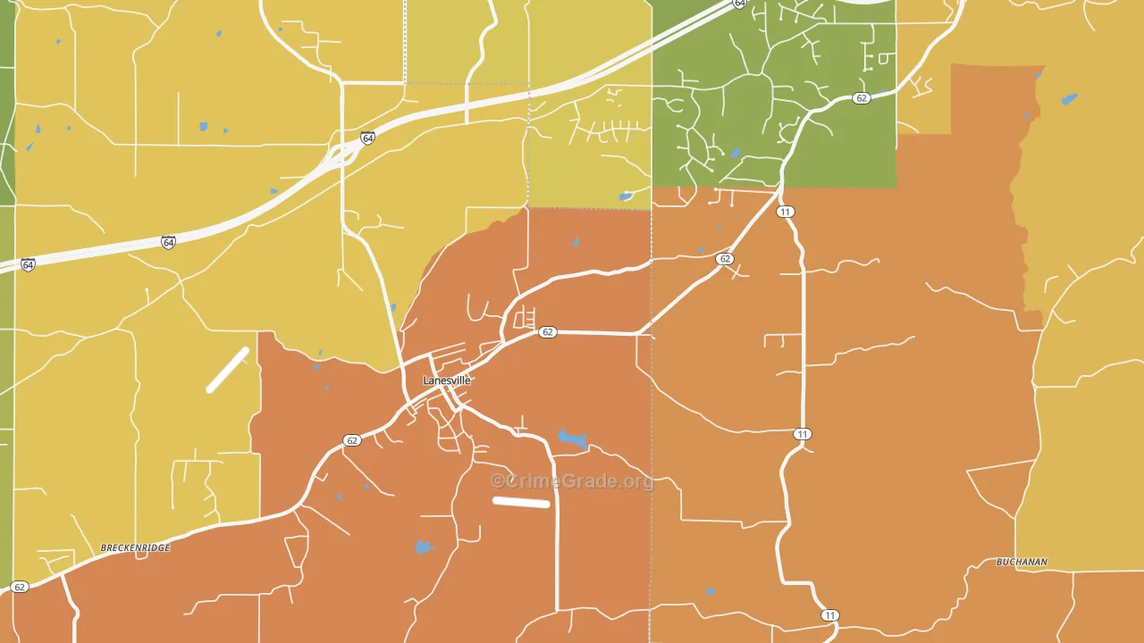 Lanesville, IN Map of Vandalism Rates