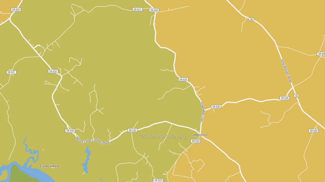 Lanesville, VA Map of Vandalism Rates