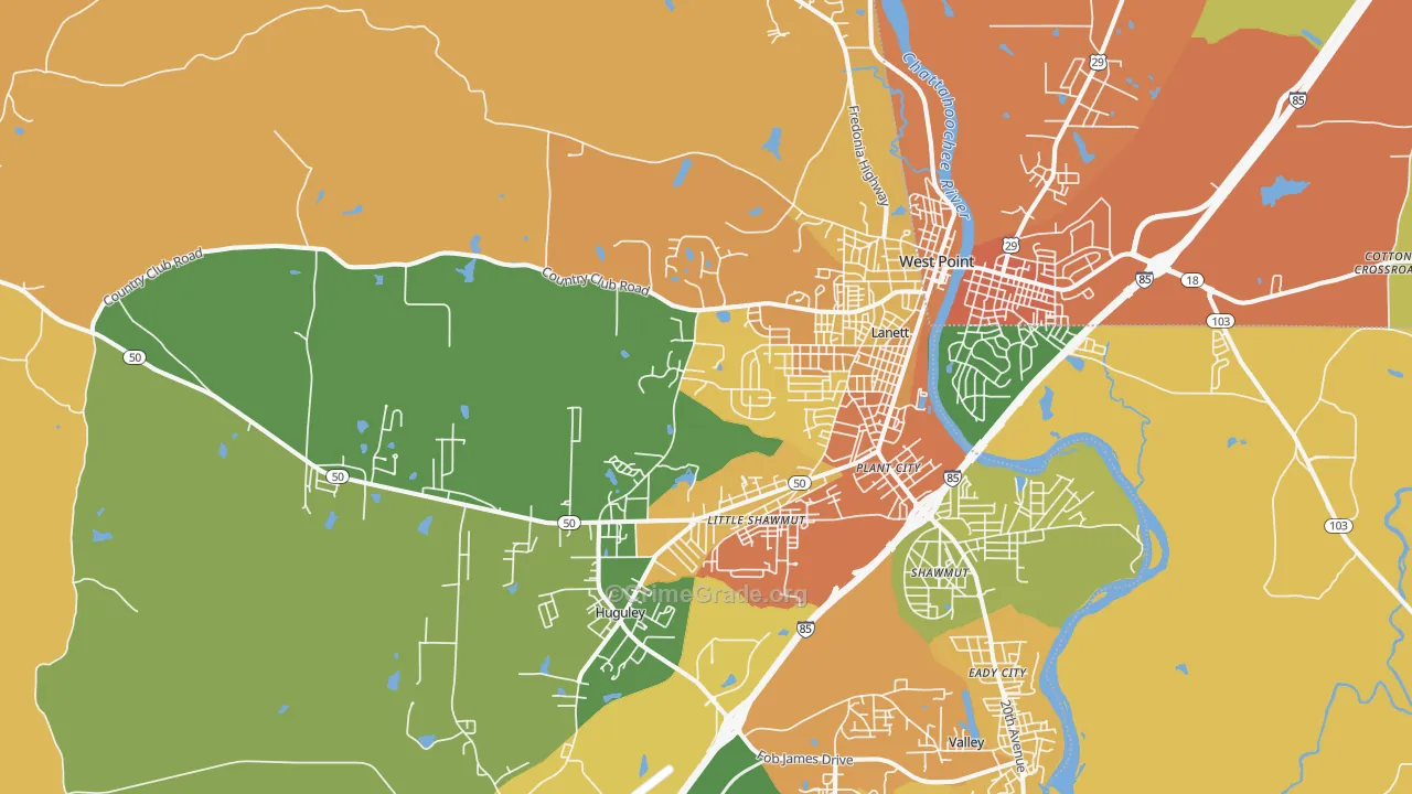 Lanett, AL Map of Vandalism Rates