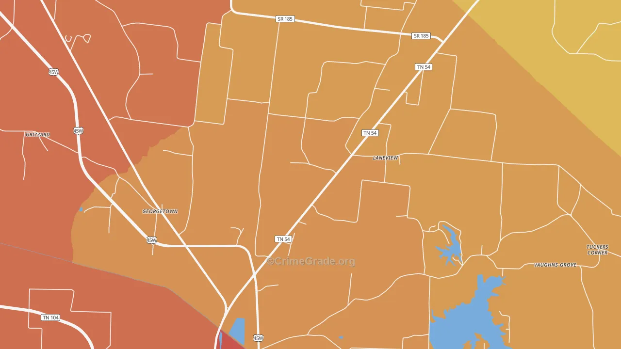 Laneview, TN Map of Vandalism Rates