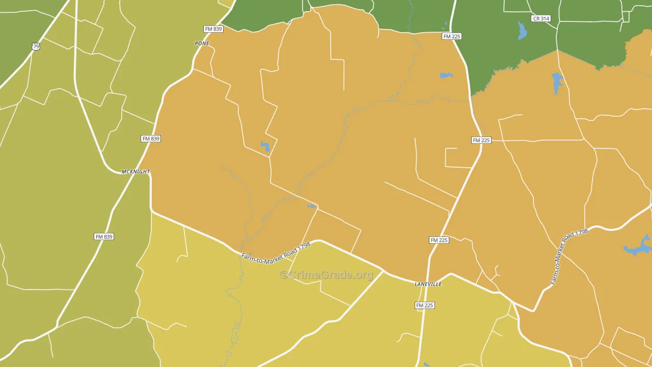 Laneville, TX Map of Vandalism Rates