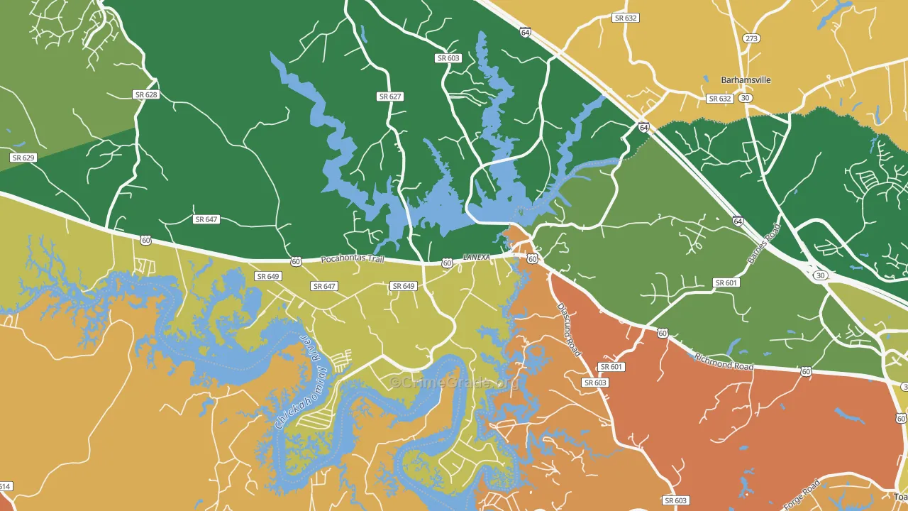 Lanexa, VA Map of Vandalism Rates