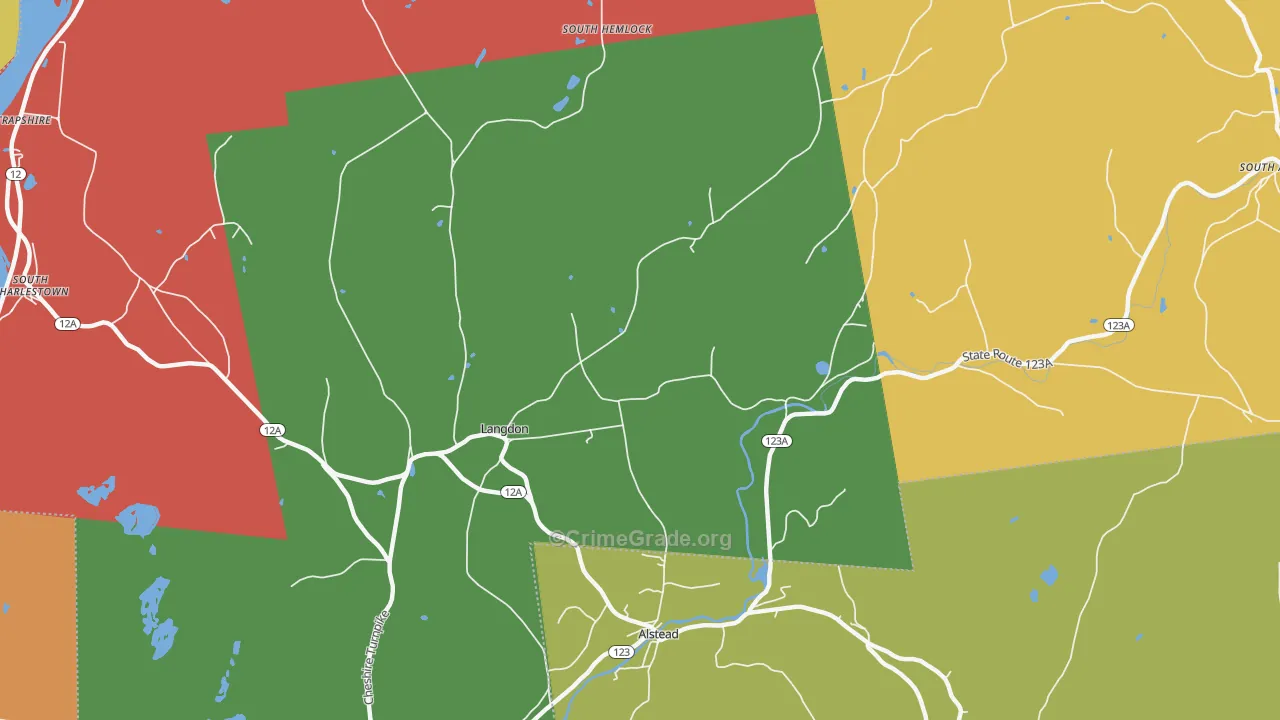 Langdon, NH Map of Vandalism Rates