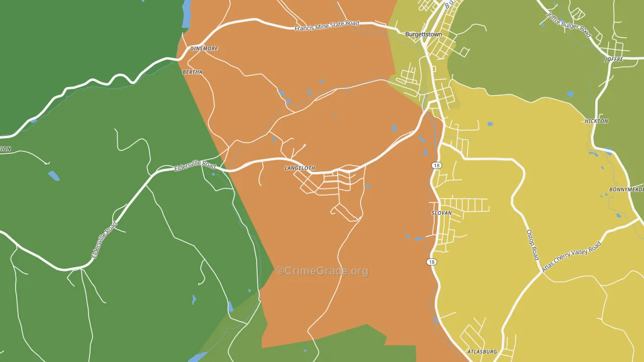 Langeloth, PA Map of Vandalism Rates
