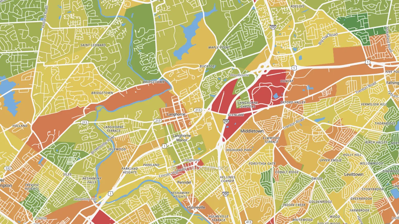 Langhorne, PA Map of Vandalism Rates